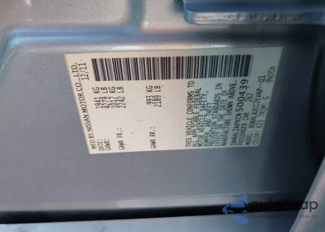 2012 Nissan Altima 2.5 S z USA, uszkodzony, nr VIN 1N4AL2APXCN500439